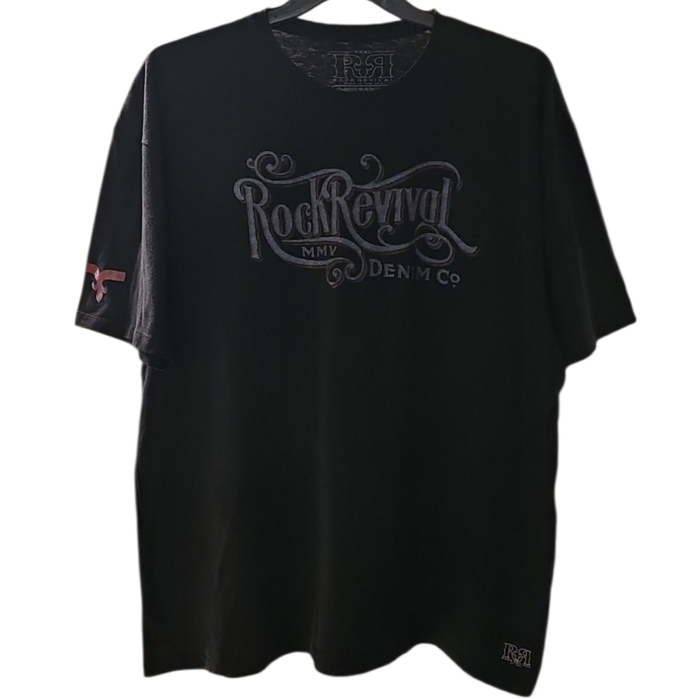 💥Rock Revival Black Graphic Crewneck Shortsleeve T-Shirt. Men's Size: 3XL.